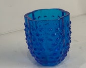 Fenton Royal Blue Hobnail Fairy Lamp Top Replacement Blue Glass Tea Light Candle Holder Fenton Candle Holder