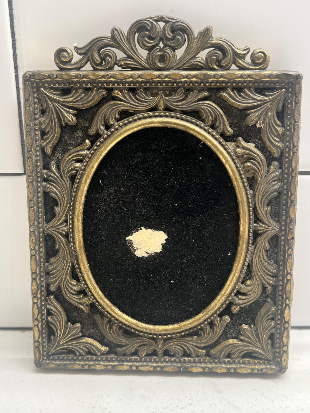 Vintage Ornate Gold Picture Frame Oval 2.5 X 3.5 Wall Hanging Italian ...
