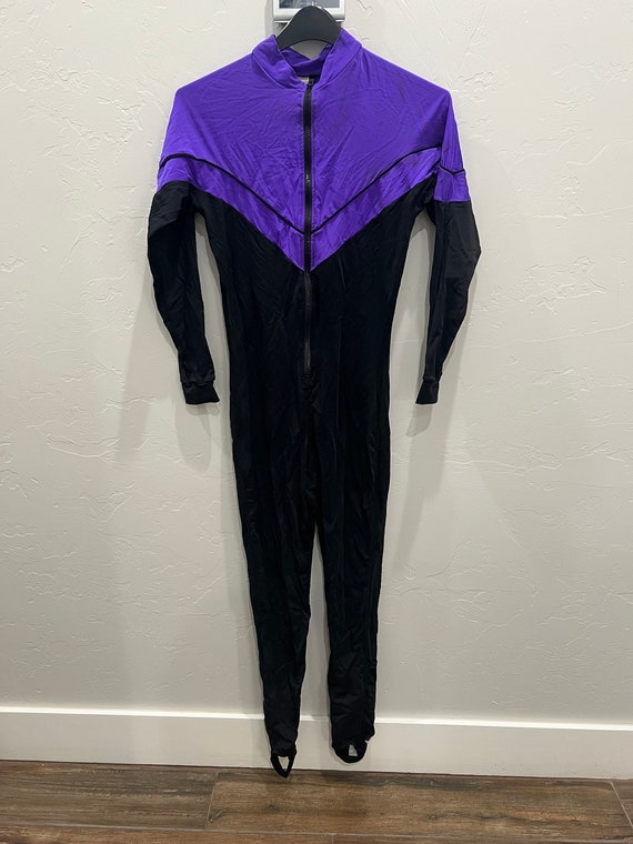 One-Piece Spandex Vintage Stirrup Retro Purple & B