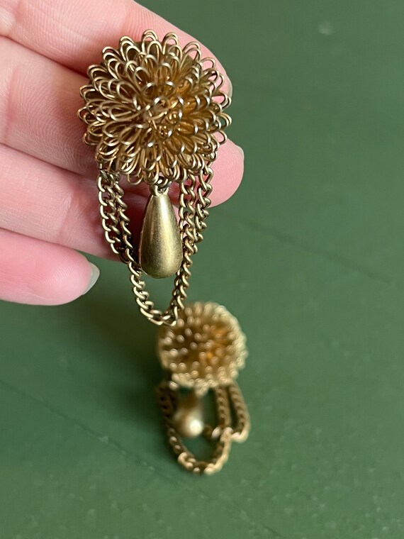 Vintage Gold Chain Dangle Statement Earrings - image 2