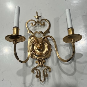 Applique murale vintage en laiton, hollandaise double lumière