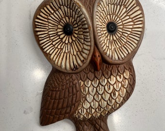 Vintage Big Eye Owl Wall Plaques Hanging Decor Foam Retro Boho MCM