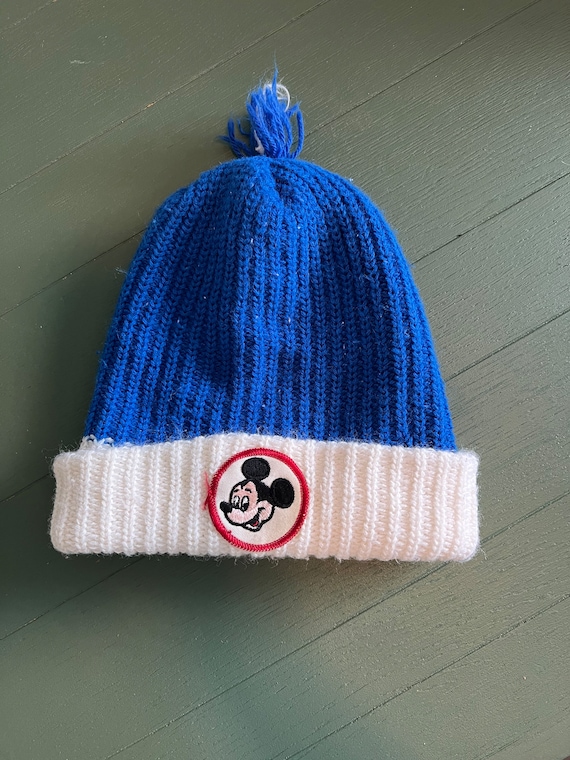 Mickey Mouse Disney Vintage Winter Blue Beanie Hat