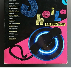 Vintage 90s Cicena Shelia Telephone Clear Neon Light Up Phone