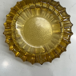 Vintage Blenko Amber Glass Ashtray Mid Century Starburst