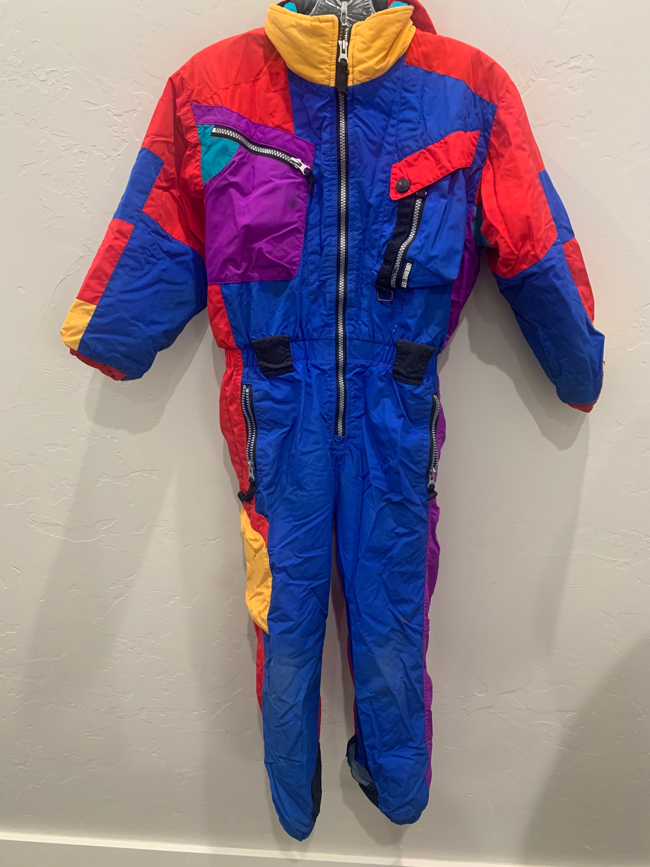 Obermeyer Vintage Insulated Kids Ski Suit 1980s Color Block One