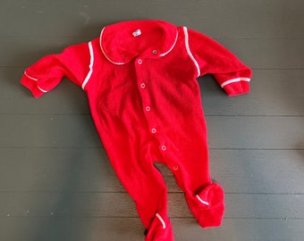 Lacoste Vintage Baby Footsie Pajamas Onesie Button Down Small 3-6 Months