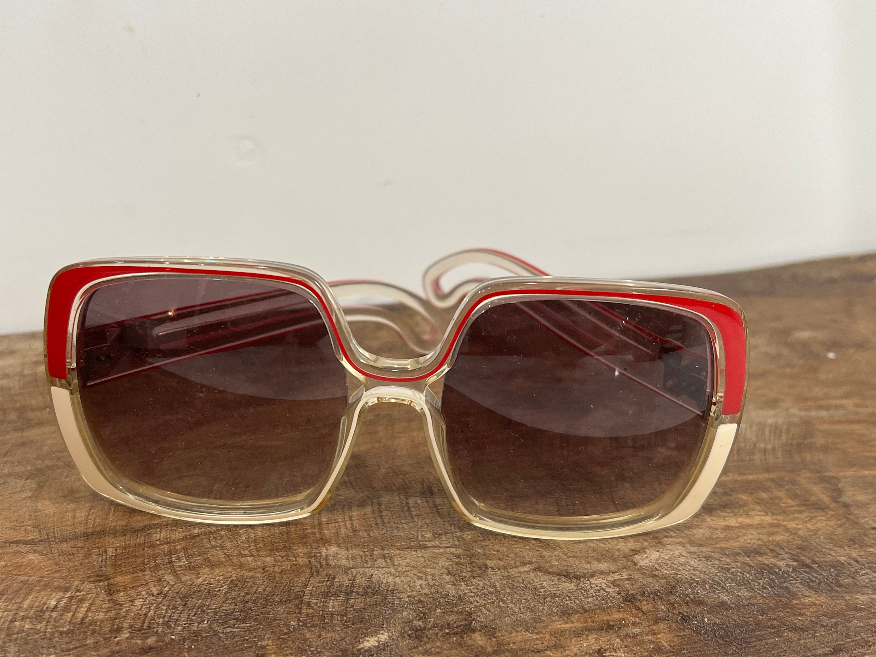Nina Ricci ニナリッチ　 70s Vintage Sunglasses 1970s Vintage Nina Ricci Paris Oversized Retro Red and White