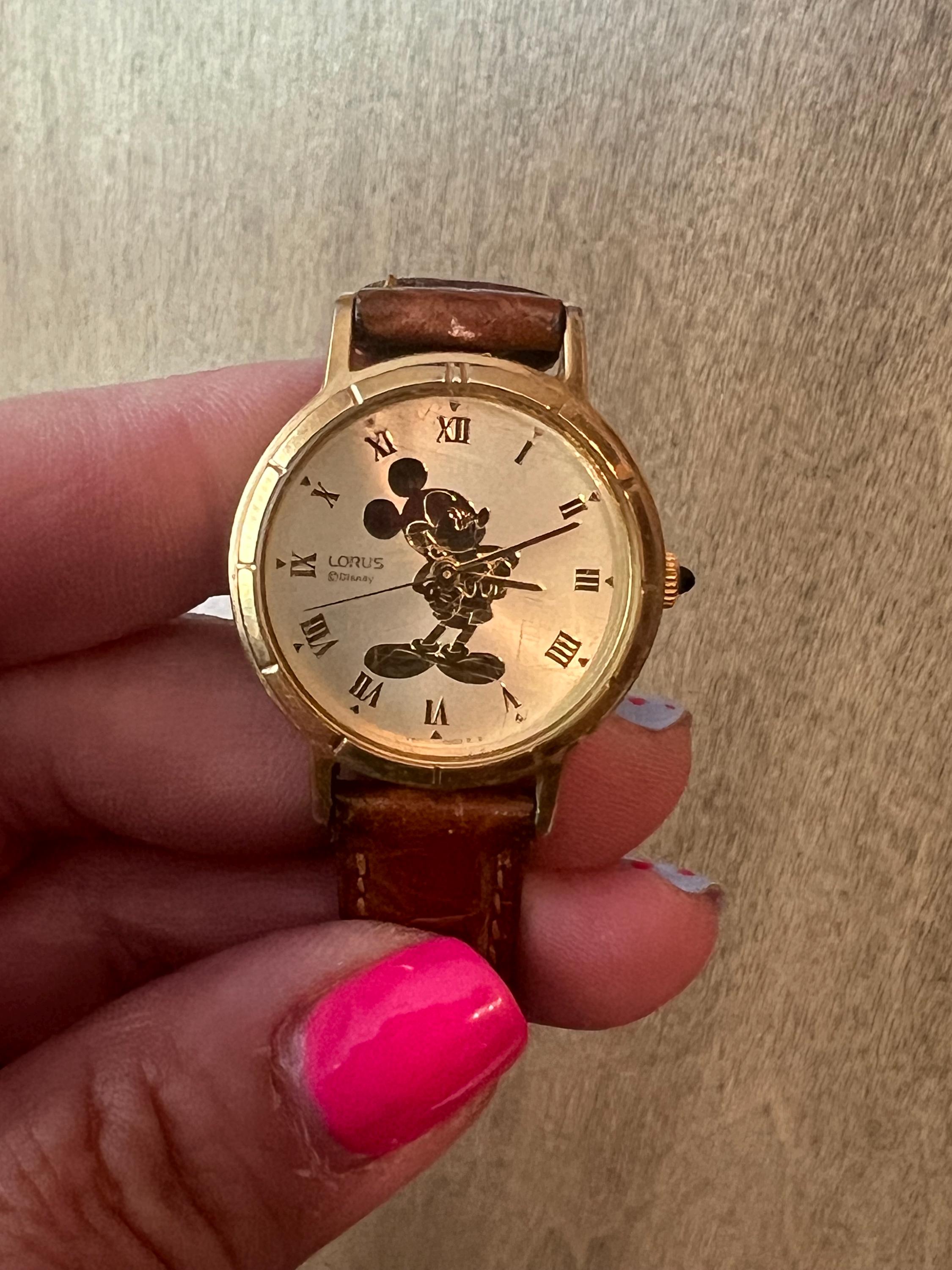 Vintage Lorus Disney Mickey Mouse Watch Gold Dial Brown Leather Quartz Runs Lorus Gold Mickey Mouse Watch - Etsy Canada main image 3