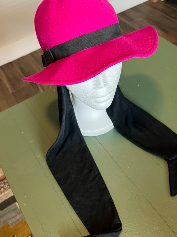 Pink and Black 1980s Lancaster Wool Vintage Hat w… - image 2