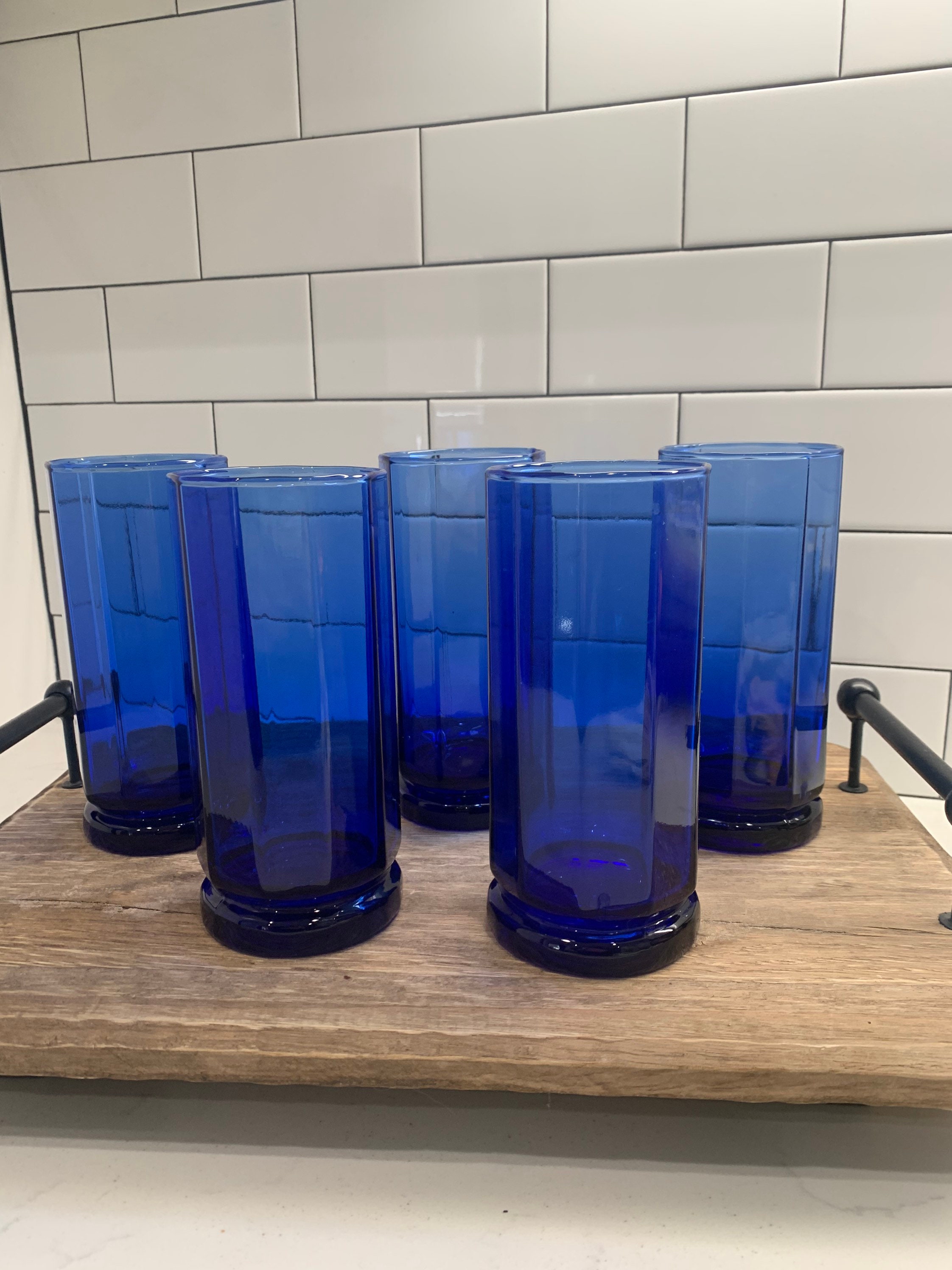 CHOICE Anchor Hocking Essex Cobalt Blue 10 Panel Glasses