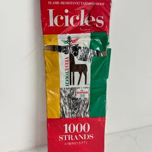 Vintage National Tinsel, Christmas Silver Icicles Tinsel 1000 Strand USA New Unopened