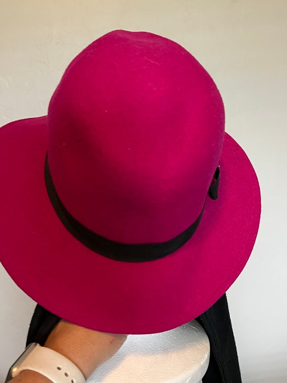 Pink and Black 1980s Lancaster Wool Vintage Hat w… - image 5