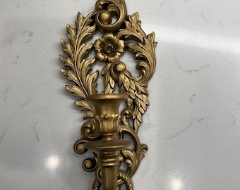 Syroco Vintage Gold Wall Candle Holder Sconce | Wall Decor USA