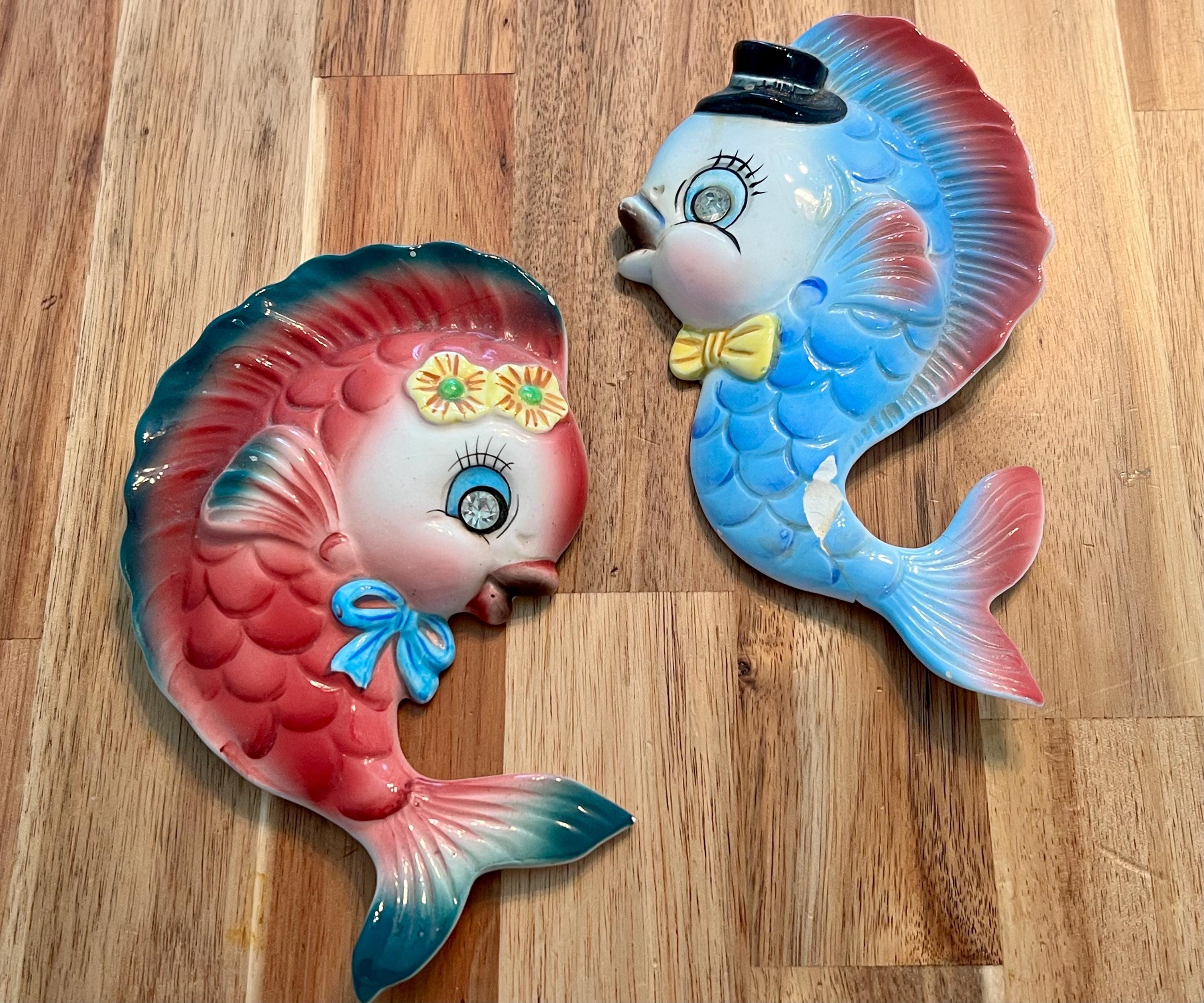 ミラースタジオ社　ミッドセンチュリー　アメリカン　壁飾り　魚　3匹 ミラースタジオ社 ミッドセンチュリー アメリカン 壁飾り 魚 3匹