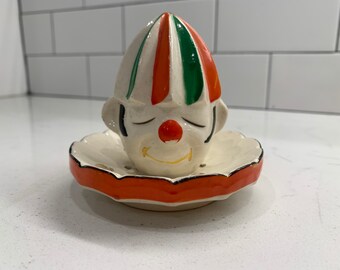 Rare Antique Ceramic Clown Lemon Orange Juicer