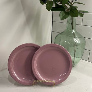 Texas-Ware Mauve Pink Set of Two Vintage Dessert Plates Melamine