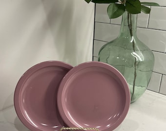 Texas-Ware Mauve Pink Set de dos platos de postre vintage de melamina
