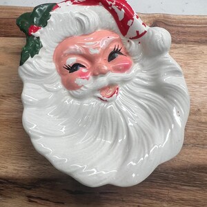 Vintage Santa Claus Christmas Soap Dish, Spoon Rest, Trinket Dish, Decor Vintage 1950s