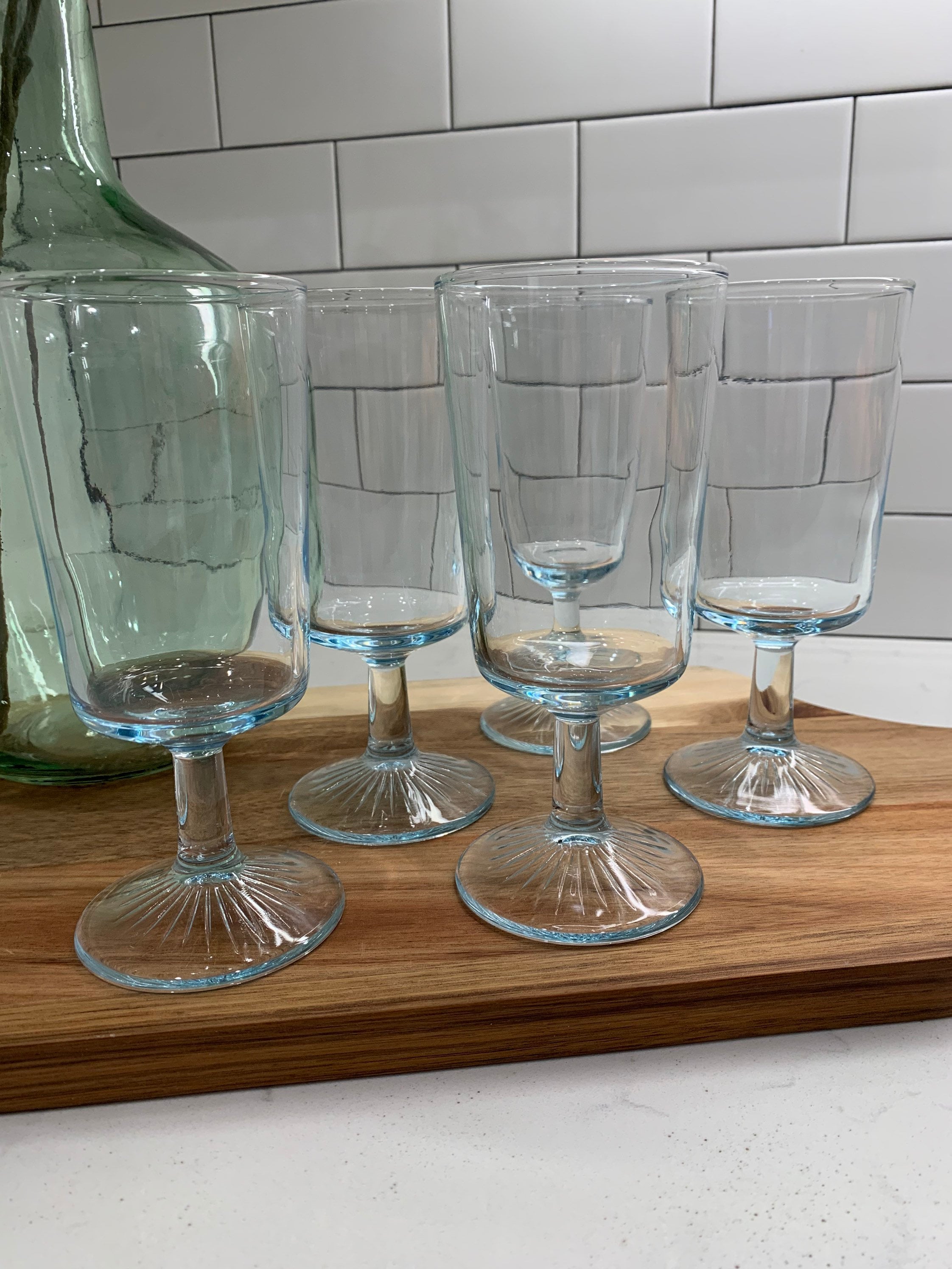 Vintage Sapphire Blue Stemware Duz Detergent Glasses Mid Etsy