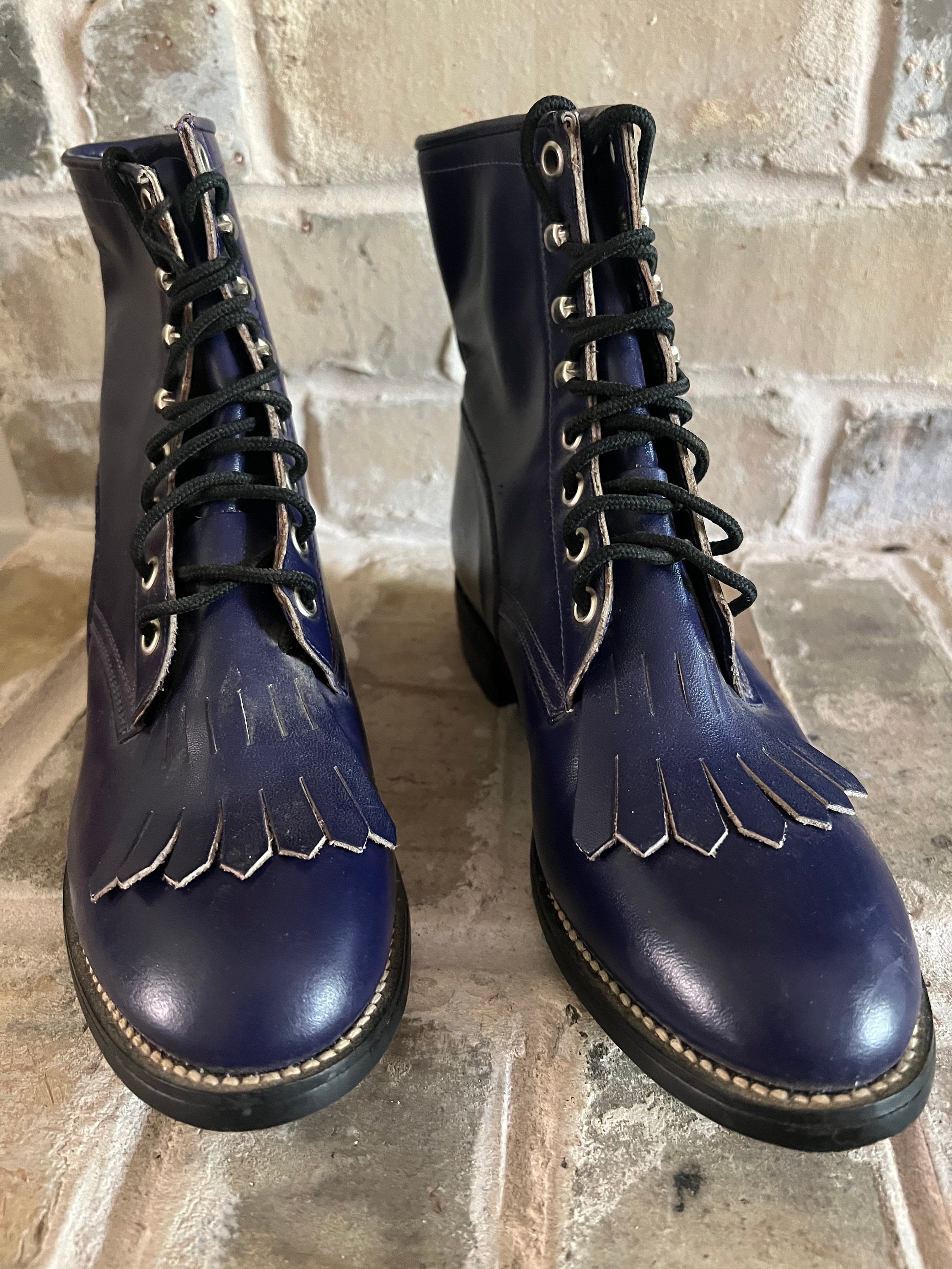 Vintage Genuine Leather Justin’s Co. Roper Lace Up Ankle Boots Vintage 80s Justin Leather Roper Lace up Flat Western Boots  main image 2
