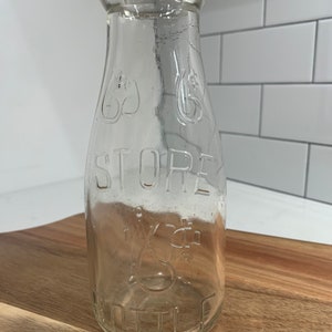 Antique Dairy Milk Bottle | Store Bottle 6 Cents Pint | Farmhouse Vintage Decor