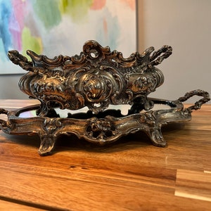 French Antique Silverplate Art Nouveau Jardiniere Planter Pot Home Accent | 19th Century Ornate Planter