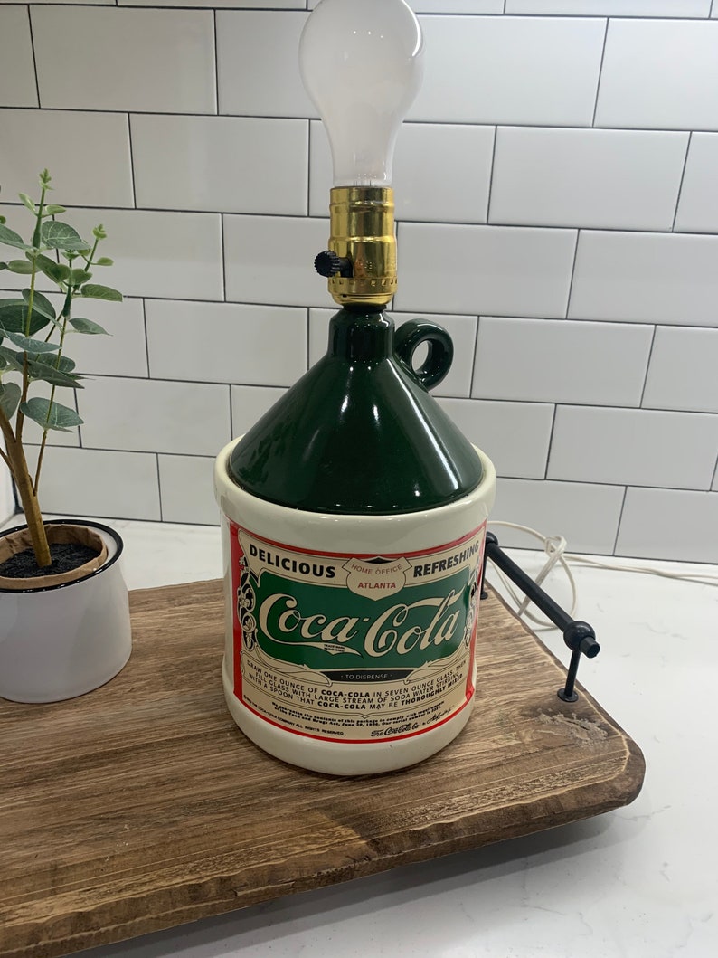 Vintage Cocacola Ceramic Bottle Table Lamp Etsy