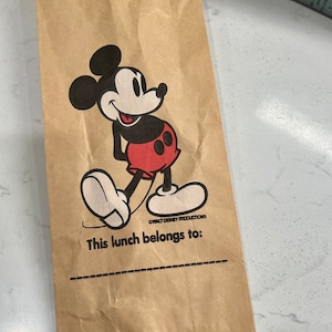 Vintage Carrousel Products Paper Lunch Bag Walt Disney Productions Mickey Mouse