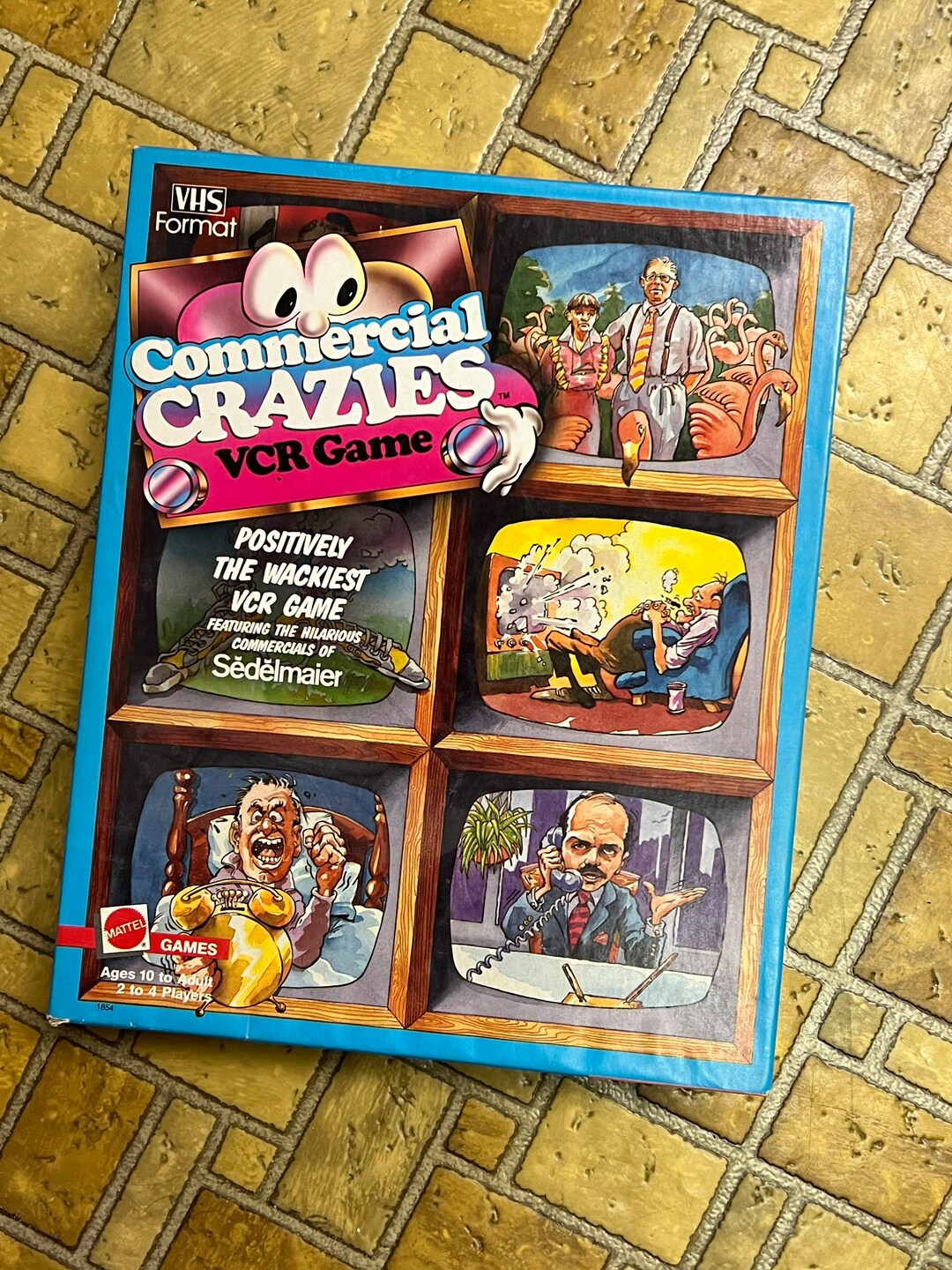 Vintage Commercial Crazies 1986 VCR Game Mattel Family Game Night Board