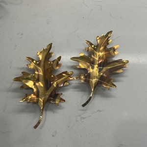 Vintage Metal Tin Gold Leaves Mid Century Tin Wall Fall Decor
