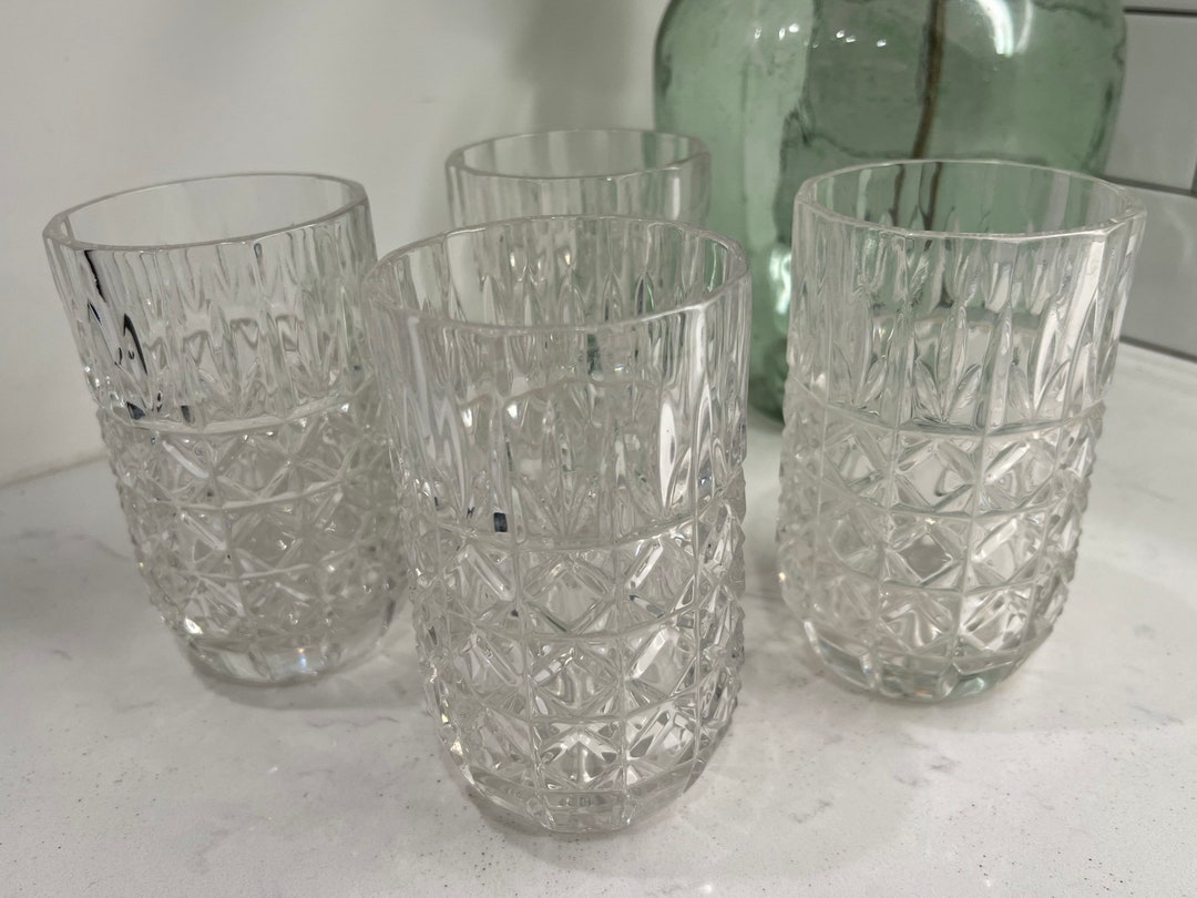 Crystal Zajecar Glass Tumbler 24 Lead Set Set of 4 Made in Yugoslavia