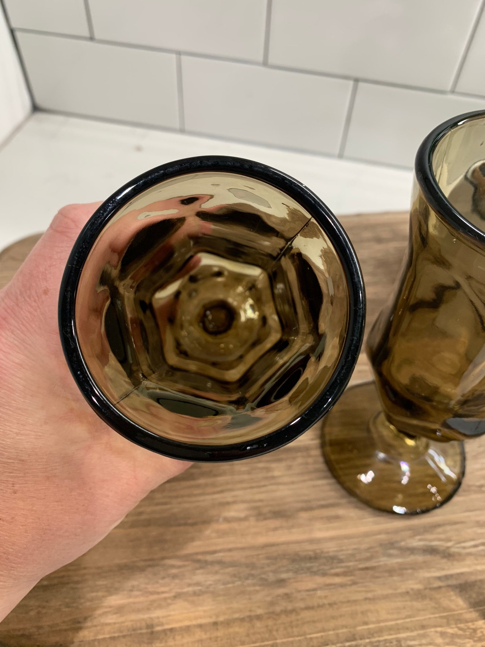 Vintage Brown 4 Panel Parfait Glasses duz Promotional Etsy