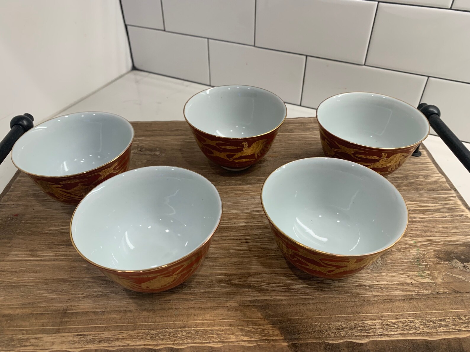 Jiu Gu Satsuma Red and Gold Antique Japanese Ramekin Bowls Etsy