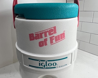 Contenitore per bevande vintage Igloo da 2 galloni, blu e rosa, stile anni '90 / Contenitore per bevande retrò in stile anni '80