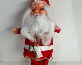 1960 年代のヴィンテージ サンタ人形、ゴム製の顔のぬいぐるみ