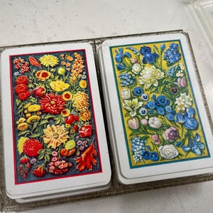 Vintage Playing Cards Floral Full Deck Bridge Size USA Nu-Vue