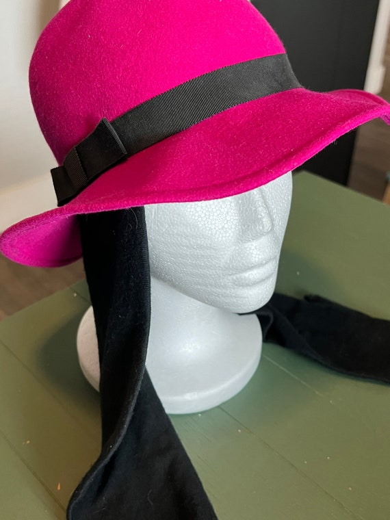 Pink and Black 1980s Lancaster Wool Vintage Hat w… - image 3