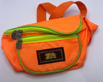 Vintage 1980s 1990s TA Fanny Pack In Neon Orange | 80s Retro Party Outfit