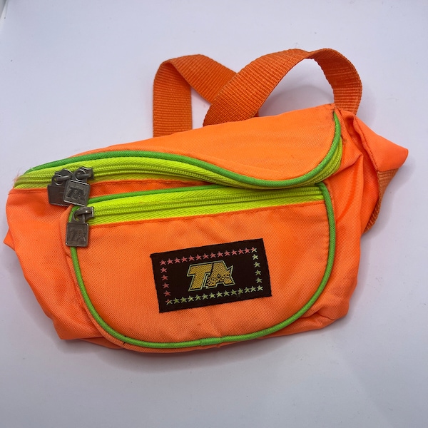 Vintage 1980s 1990s TA Fanny Pack In Neon Orange | 80s Retro Party Outfit