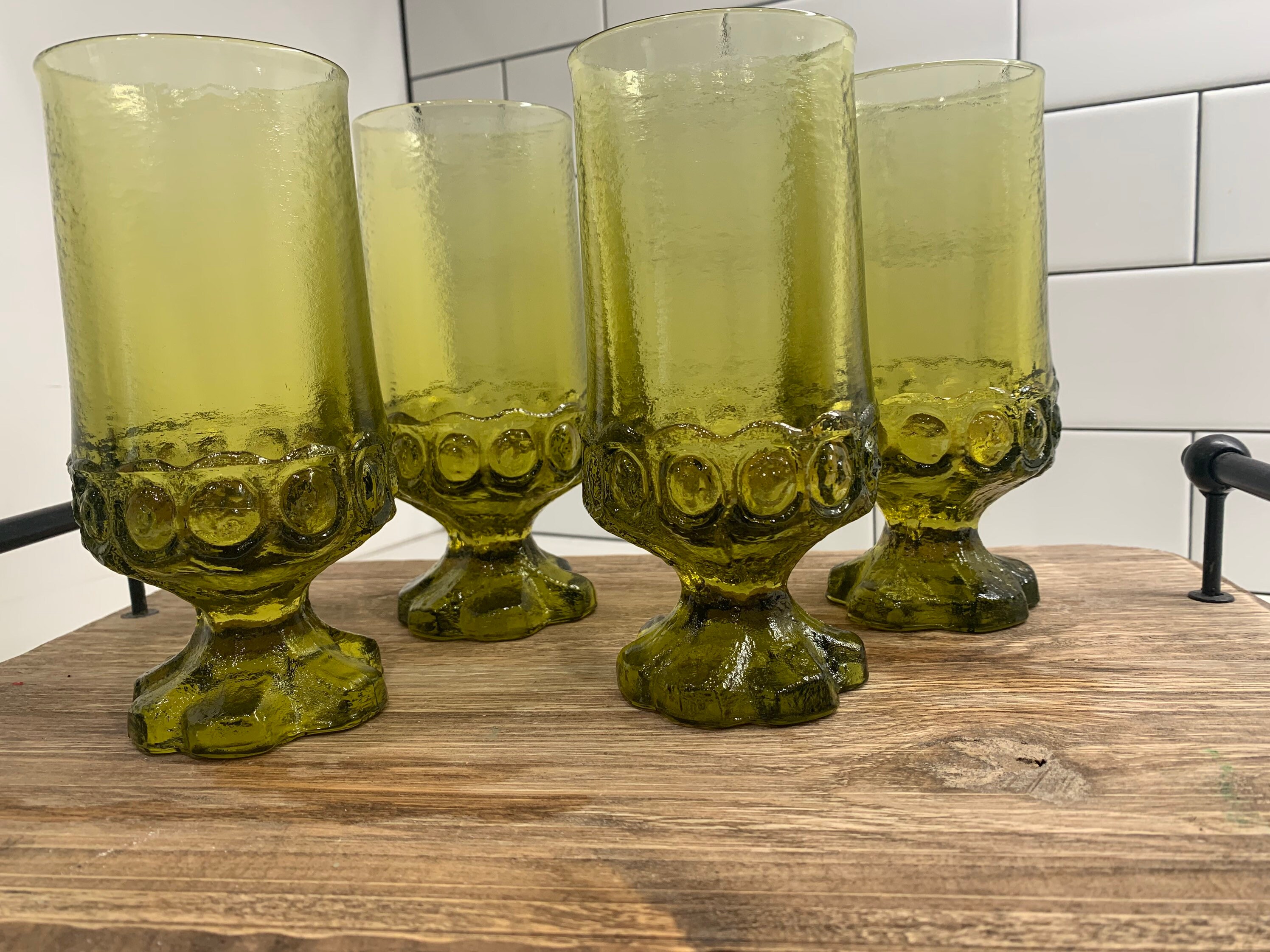 Vintage Tumblers, 2 Vintage Green Franciscan Cocktail Glass, Green Goblets, Tiffin Franciscan