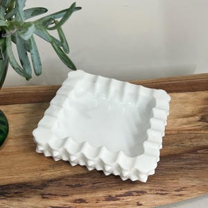 Fenton White Milk Glass Hobnail Ashtray Bowl Vintage Jewelry Trinket Dish