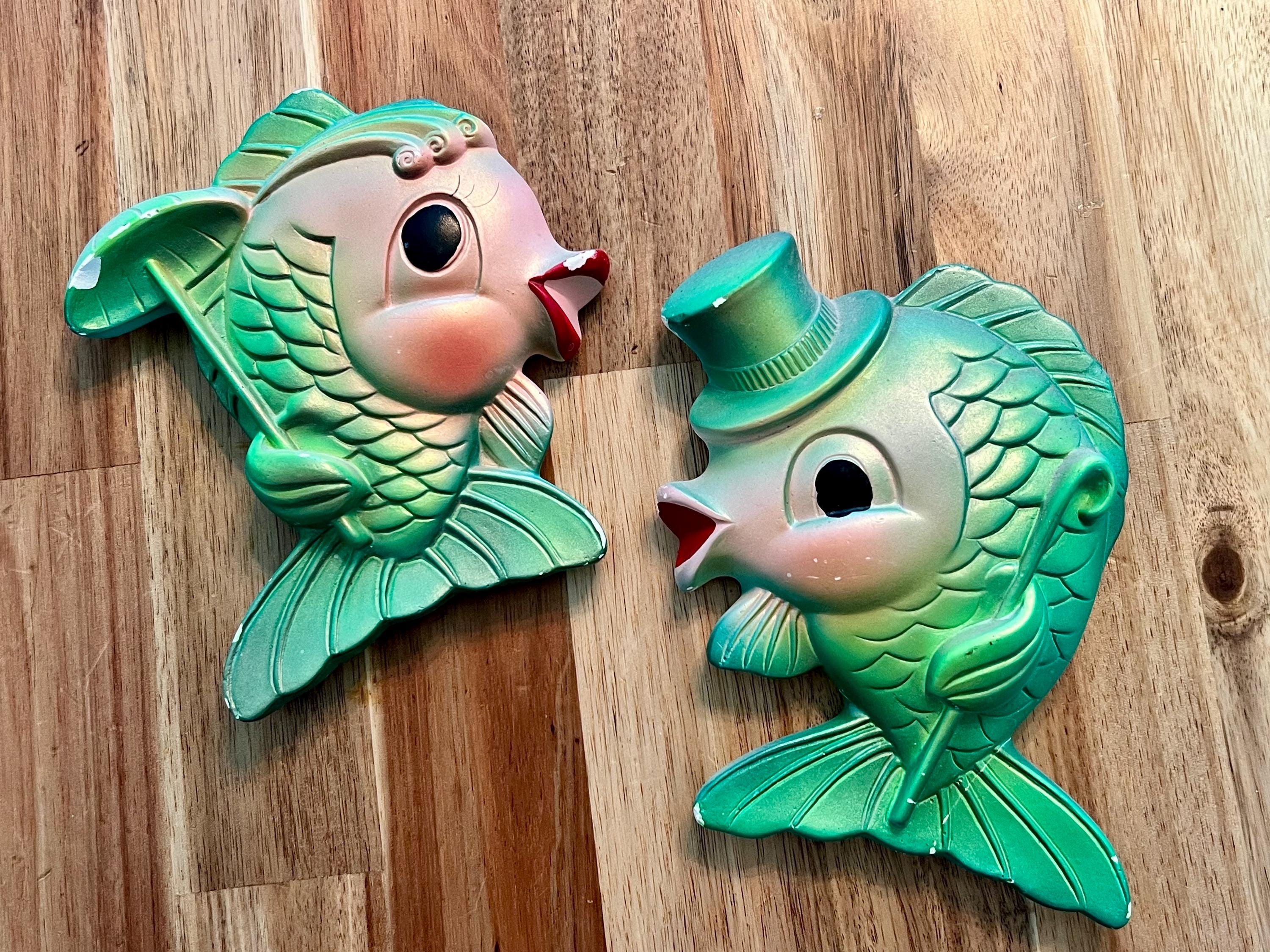 ミラースタジオ社　ミッドセンチュリー　アメリカン　壁飾り　魚　3匹 ミラースタジオ社 ミッドセンチュリー アメリカン 石膏壁飾り