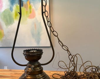 Vintage Hängelampe aus Messing mit Kette