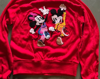 Vintage Sunday Comics Mickey Mouse Red Vintage Sweatshirt Kids 10-12 Textured