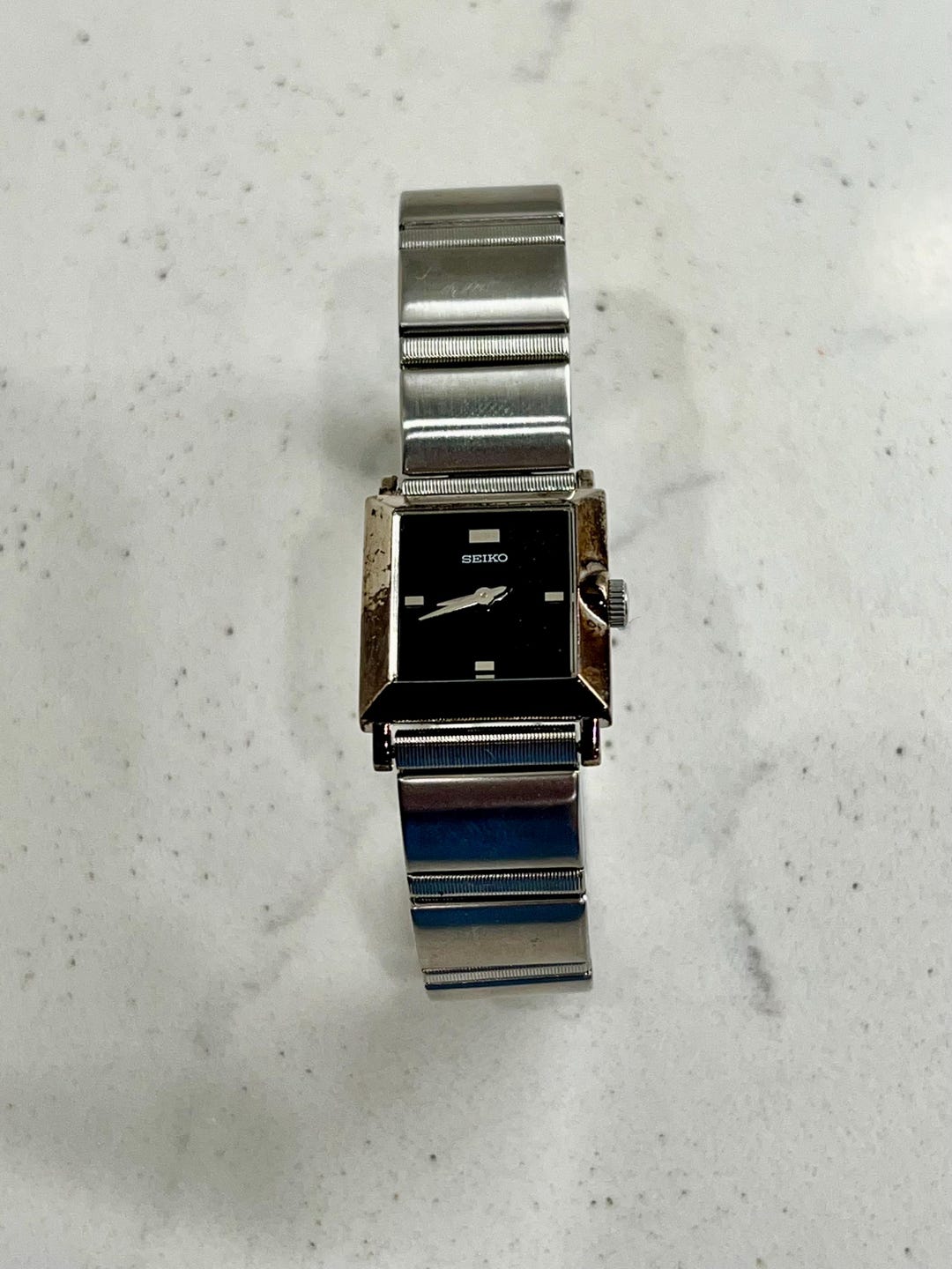 Seiko Womens Watch 15mm Vintage Silver Tone Manual Wind Black Leather 10-3090 Seiko vintage womens silver - Gem main image 4
