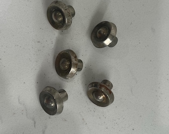 Vintage Round Button Cabinet Knob | 5 Brass Replacement Metal Gold Drawer Pulls
