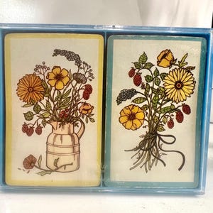 Jeu de cartes Hallmark Bridge, bouquet de fleurs sauvages à deux étages, vintage