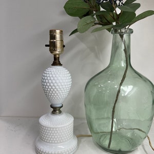 Vintage Hobnail White Milk Glass Table Lamp | Antique Lighting