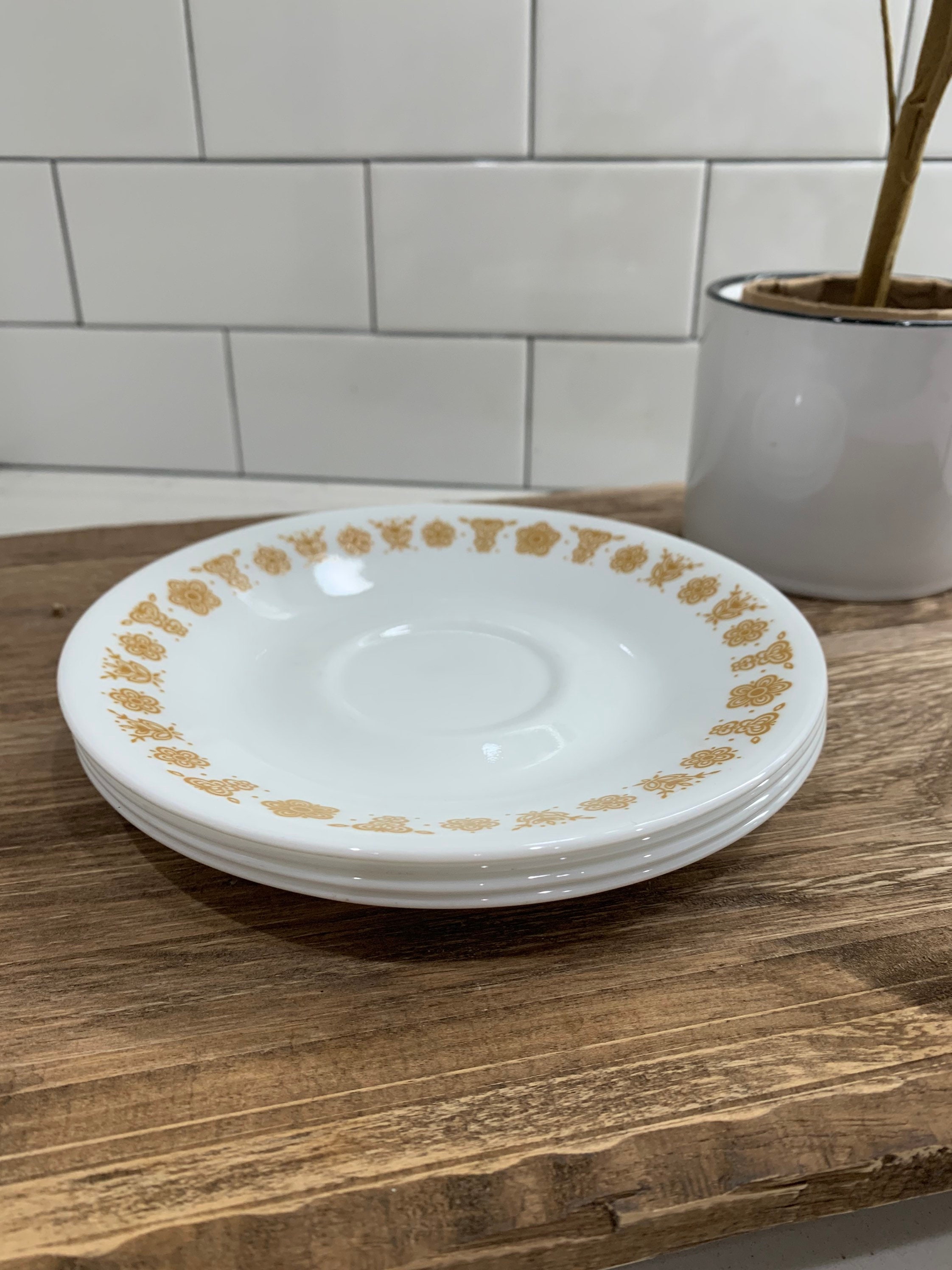 Corelle By CorningWare Saucers Butterfly Gold (4) | Replacement Plates